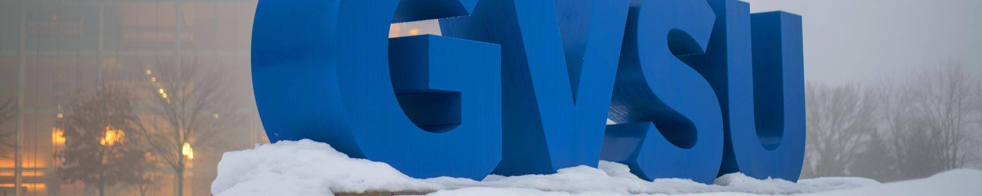 Large GVSU letters in the snow